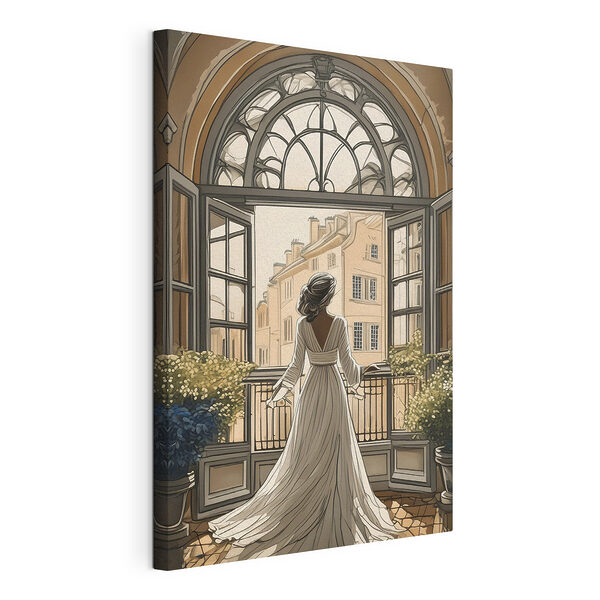 Wandbilder Frau im weißen Kleid schaut aus dem Fenster (Artikelnummer: s39480) Wandbilder Wandbilder Frau im weißen Kleid schaut aus dem Fenster (Artikelnummer: s39480)