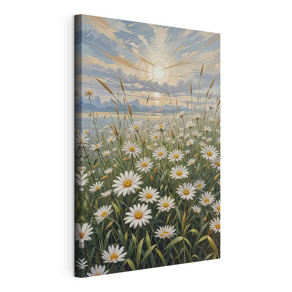 Wandbilder Feld mit weißen Blumen