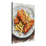 Wandbilder Teller mit Hähnchenflügeln und Pommes frites