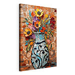 Wandbilder Mosaik aus Blumen in einer Vase
