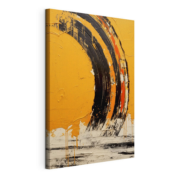 Schwarze und orange Farbe auf gelber Oberfläche Wandbilder Schwarze und orange Farbe auf gelber Oberfläche