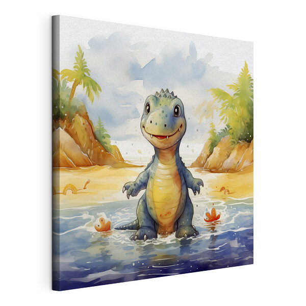 Wandbilder Cartoon eines im Wasser stehenden Dinosauriers