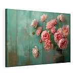 Wandbilder Vase mit rosa Blumen