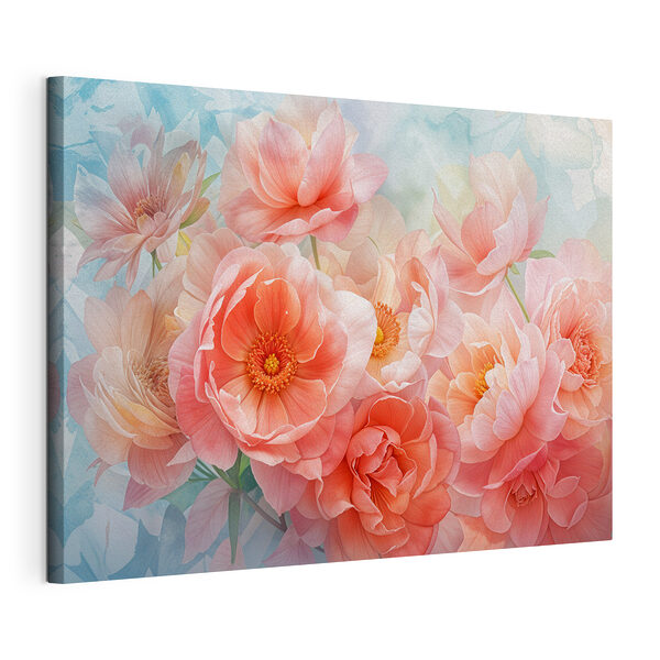 Wandbilder Gruppe von rosa Blumen