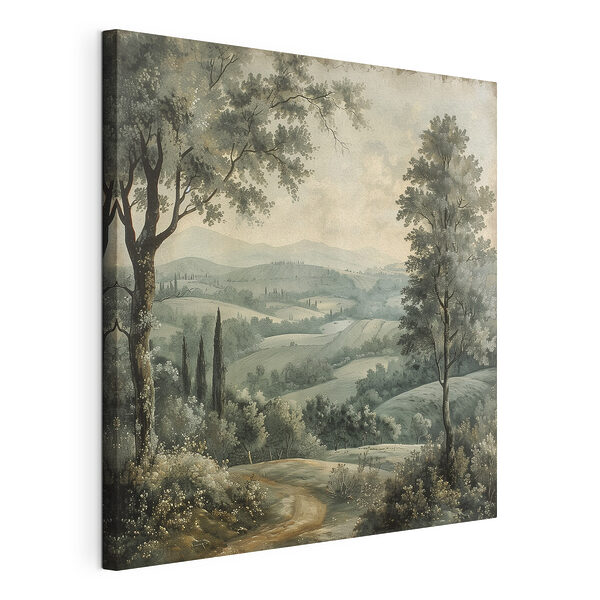 Wandbilder Gemälde einer Landschaft mit Bäumen und Hügeln