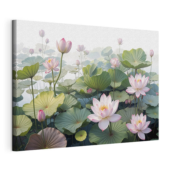 Wandbilder Wandbilder Gruppe von rosa Blüten und grünen Blättern (Artikelnummer: s40145)