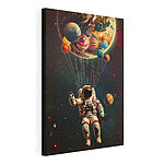 Wandbilder Ein Astronaut schwebt mit Luftballons im Weltraum