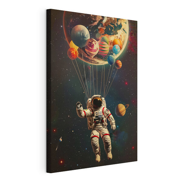 Wandbilder Wandbilder Ein Astronaut schwebt mit Luftballons im Weltraum (Artikelnummer: s40185)