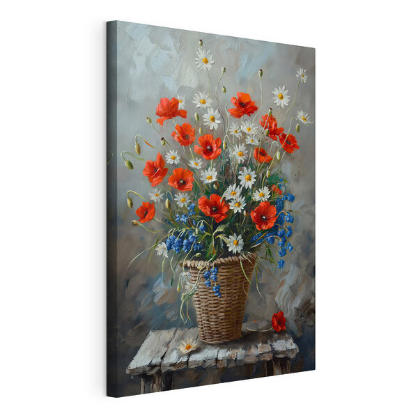 Wandbilder Gemälde von Blumen in einem Korb