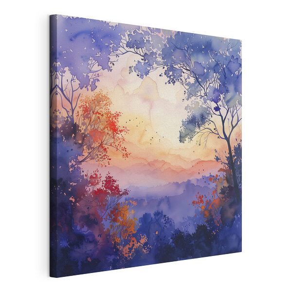 Aquarell von Bäumen und einem Sonnenuntergang Wandbilder Aquarell von Bäumen und einem Sonnenuntergang
