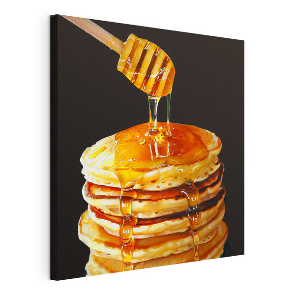 Wandbilder Stapel von Pfannkuchen mit Honig, der von einem Holzstab tropft (Artikelnummer: s40374) Wandbilder Wandbilder Stapel von Pfannkuchen mit Honig, der von einem Holzstab tropft (Artikelnummer: s40374)