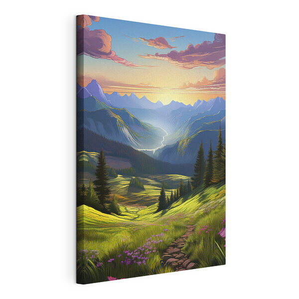Wandbilder Landschaft mit Bergen und Bäumen