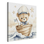 Wandbilder Aquarell eines Teddys in einem Boot