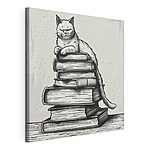 Wandbilder Katze sitzt auf einem Bücherstapel