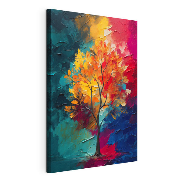 Wandbilder Canvas prints Painting of a tree with orange and blue leaves