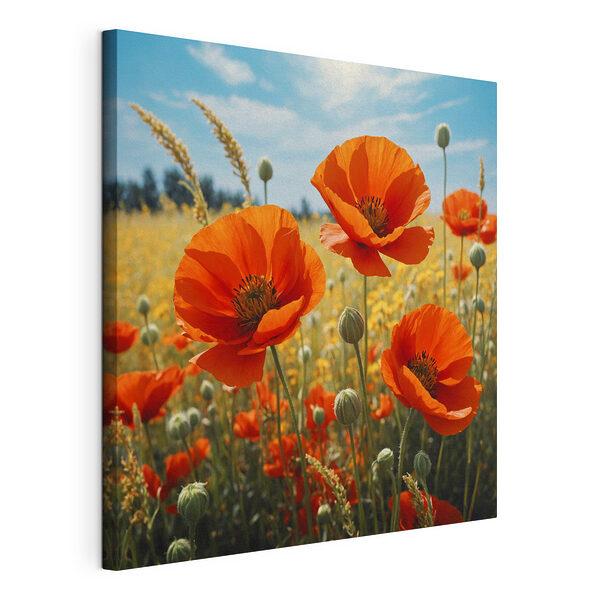 Wandbilder Canvas prints Group of red flowers
