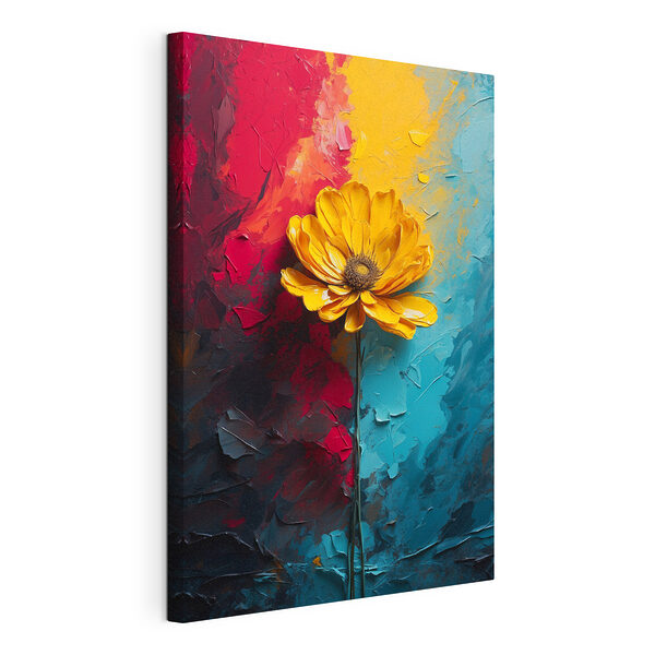 Wandbilder Canvas prints Yellow flower on a blue and red background