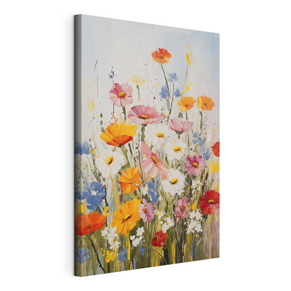 Ein lebhaftes Feld voller bunter Blüten Wandbilder Ein lebhaftes Feld voller bunter Blüten