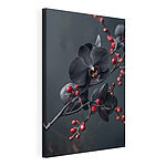 Wandbilder Schwarze Blume mit roten Beeren