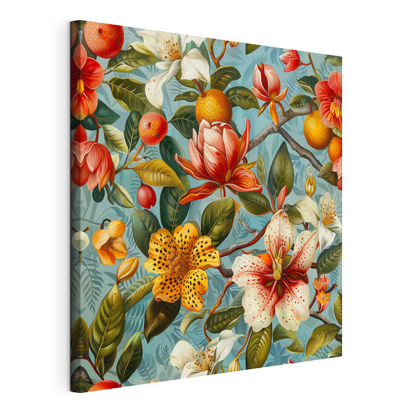 Wandbilder Florales Muster mit Orangen und Blumen
