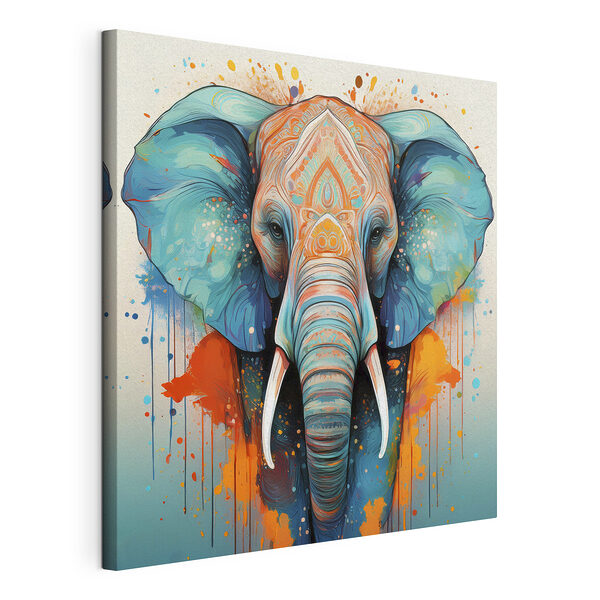 Ein Elefant mit bunten Farbspritzern Wandbilder Ein Elefant mit bunten Farbspritzern
