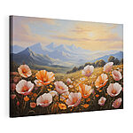 Wandbilder Blumenfeld mit Bergen im Hintergrund