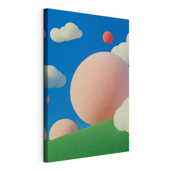 Wandbilder Rosa und weiße Bälle am Himmel