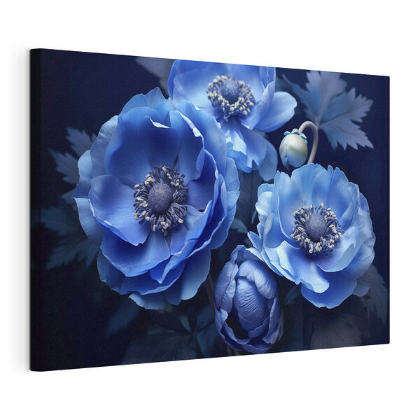 Wandbilder Gruppe von blauen Blumen