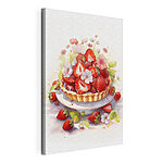Wandbilder Aquarell einer Torte mit Erdbeeren und Blumen