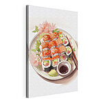 Wandbilder Teller mit Sushi mit Stäbchen