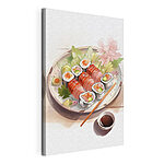 Wandbilder Sushi-Teller mit Sauce und Blumen