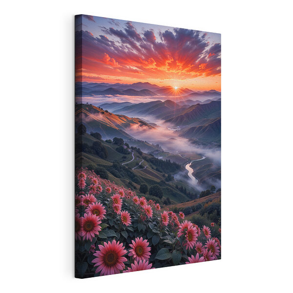 Wandbilder Tal mit Blumen und einem Fluss
