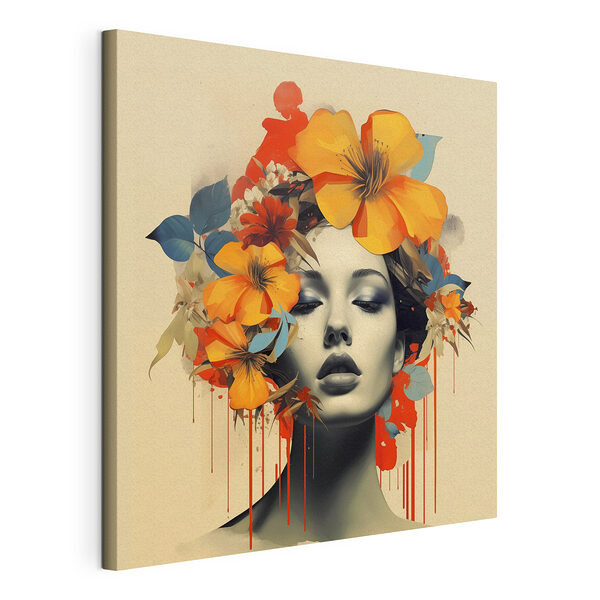 Wandbilder Frau mit Blumen im Haar