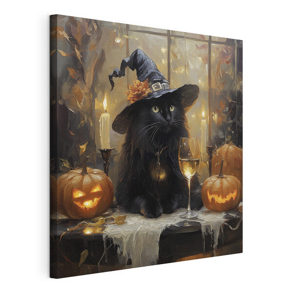 Wandbilder Wandbilder Katze mit Hut und einem Glas Wein (Artikelnummer: s41349)