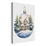 Wandbilder Aquarellmalerei eines Hauses im Schnee