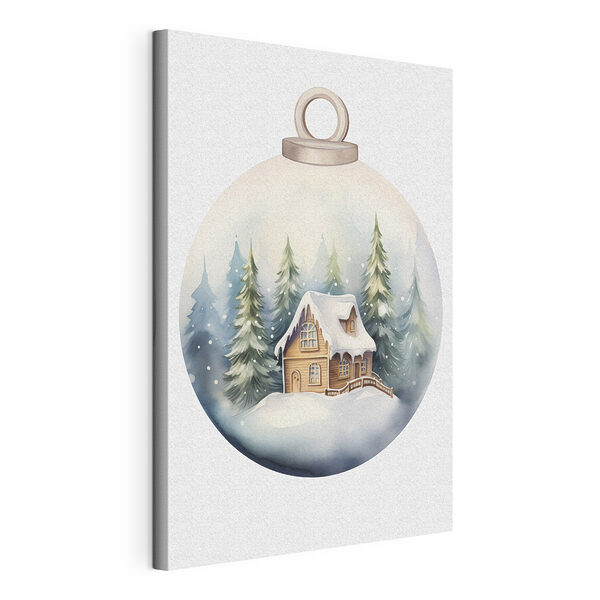 Wandbilder Aquarellmalerei eines Hauses in einem verschneiten Wald