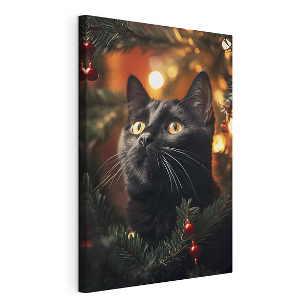 Wandbilder Schwarze Katze mit gelben Augen
