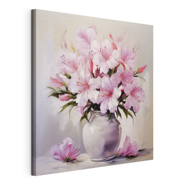Wandbilder Gemälde mit rosa Blumen in einer Vase