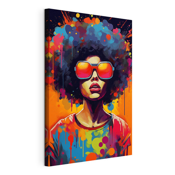 Wandbilder Frau mit großem Afro und Sonnenbrille