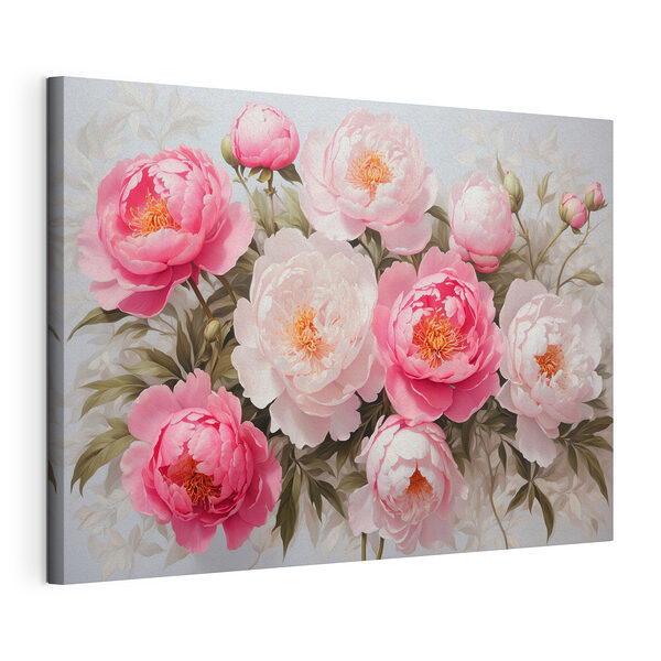 Wandbilder Gruppe von rosa und weißen Blumen