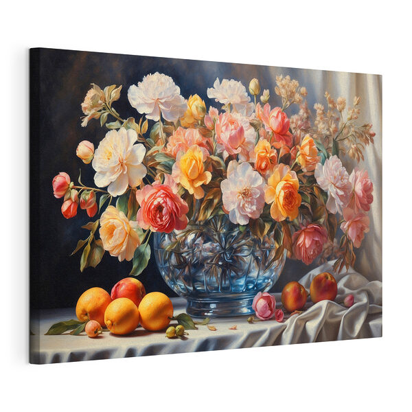 Wandbilder Gemälde von Blumen in einer Glasvase