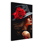 Wandbilder Frau mit einer Rose in ihrem Hut