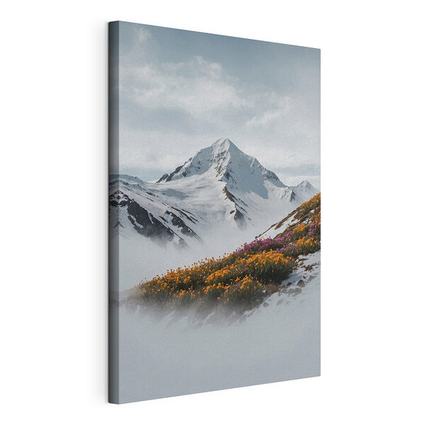 Wandbilder Berg mit Schnee und Blumen