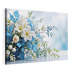 Wandbilder Blumenstrauß aus weißen und blauen Blumen
