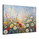 Wandbilder Blumenfeld mit blauem Himmel und Wolken