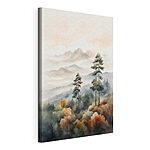 Wandbilder Aquarellmalerei von Bäumen und Bergen