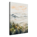 Wandbilder Aquarellmalerei von Bergen und Bäumen