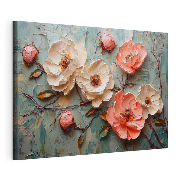 Wandbilder Wandbilder Malerei von Blumen auf einer blauen Fläche (Artikelnummer: s41827)