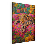 Wandbilder Leopard schlafend auf rosa Couch