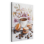Wandbilder Aquarellmalerei einer Tasse Kaffee und Keksen